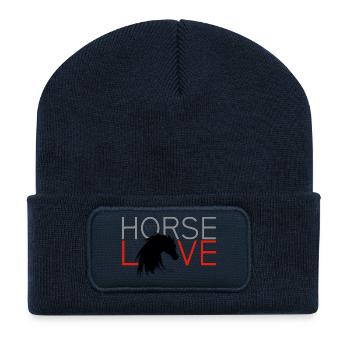 Horse riding horse lovers horse's head mane dear - Recycled Patch Beanie - french navy - Front