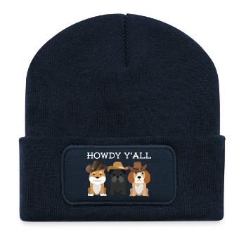 Howdy Y'all - Dog Lovers - Recycelte Patch Beanie - French Navy - Vorne