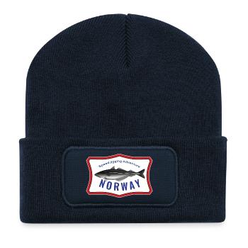 Norway Speed Jiggung Adventure Seelachs Geschenk - Recycelte Patch Beanie - French Navy - Vorne