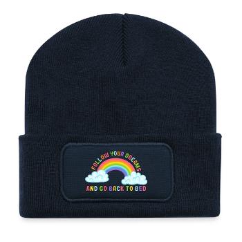 Follow your dreams and go back to bed. Humour # - Recycled Patch Beanie - french navy - Front