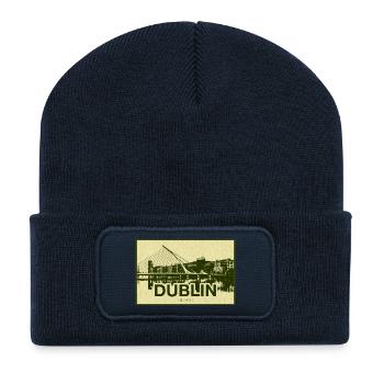 Dublin Skyline Vintage Druck - Recycelte Patch Beanie - French Navy - Vorne