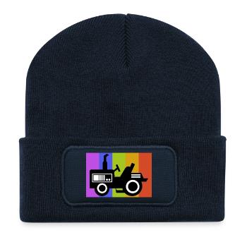 Véhicule à moteur Agriculteur biologique Country Life Farmer Tracteur - Beanie recyclé à patch - bleu marine - Devant