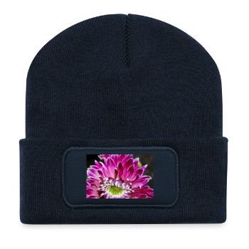 fleur de dahlia rose fleur rose affiche - Beanie recyclé à patch - bleu marine - Devant