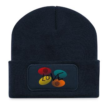 LIEBE. PAAR. ICH HABE GERADE GEHEIRATET. Junggesellinnenabschied. HEILIGER VALENTINSTAG. - Recycelte Patch Beanie - French Navy - Vorne