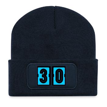 30. 30 YEARS. 30TH ANNIVERSARY. BIRTHDAY 30 YEARS. - Recycled Patch Beanie - french navy - Front