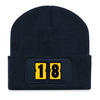 18. 18 YEARS OLD. 18th ANNIVERSARY. BIRTHDAY 18 YEARS. - Recycled Patch Beanie - french navy - Front