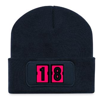 18. 18 YEARS OLD. 18th ANNIVERSARY. BIRTHDAY 18 YEARS. - Recycled Patch Beanie - french navy - Front