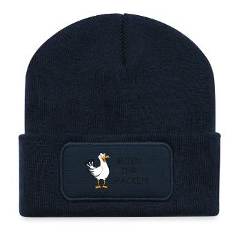 Moin ihr Spacken - Recycelte Patch Beanie - French Navy - Vorne