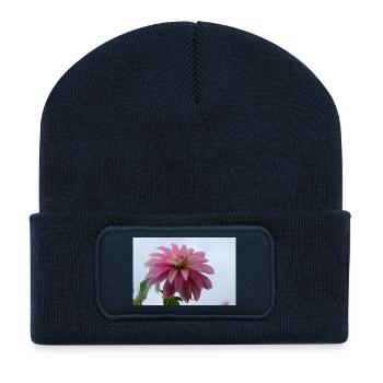 Dahlia Pink Pink Blossom ,Flower - Recycled Patch Beanie - french navy - Front