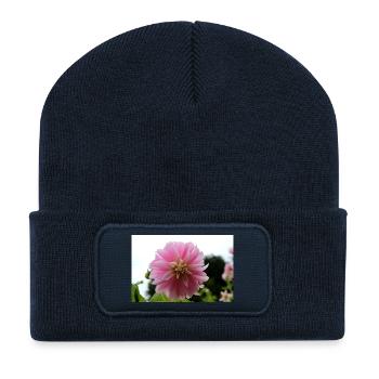 Dahlia Pink Pink Blossom ,Flower - Recycled Patch Beanie - french navy - Front