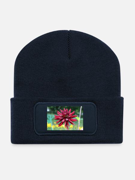 Blume rot rote Blume - Recycelte Patch Beanie - French Navy
