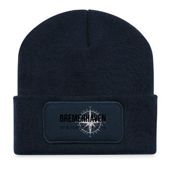Koordinaten Bremerhaven - Recycelte Patch Beanie - French Navy - Vorne
