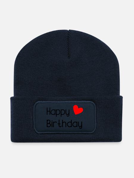 HAPPY BIRTHDAY - Beanie recyclé à patch - bleu marine