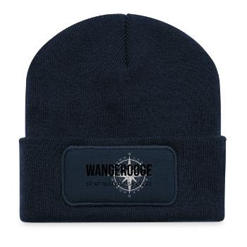 Koordinaten Wangerooge - Recycelte Patch Beanie - French Navy - Vorne