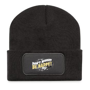 DONT WORRY BE HAPPY neg BACKGROUND stormy - Recycelte Patch Beanie - Dunkelgrau - Vorne
