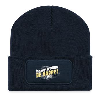 DONT WORRY BE HAPPY neg BACKGROUND stormy - Recycelte Patch Beanie - French Navy - Vorne