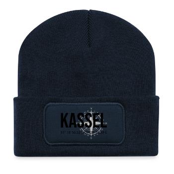 Koordinaten Kassel - Recycelte Patch Beanie - French Navy - Vorne