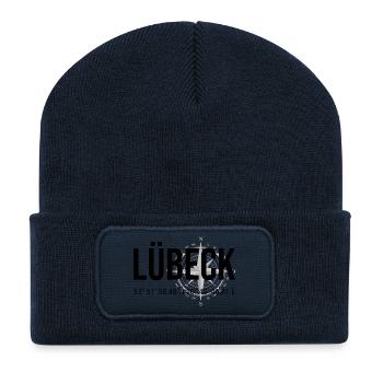 Koordinaten Lübeck - Recycelte Patch Beanie - French Navy - Vorne