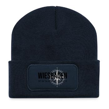 Koordinaten Wiesbaden - Recycelte Patch Beanie - French Navy - Vorne