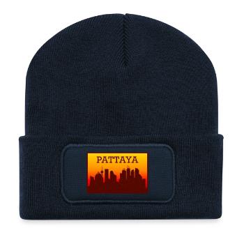 Pattaya Skyline Sonnenuntergang - Recycelte Patch Beanie - French Navy - Vorne