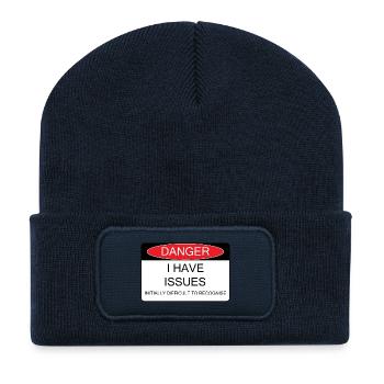 J’ai des problèmes - Beanie recyclé à patch - bleu marine - Devant