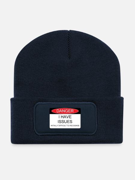 J’ai des problèmes - Beanie recyclé à patch - bleu marine