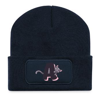 Cat Letter A - Recycled Patch Beanie - french navy - Front
