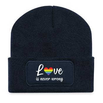 Mois de la fierté LGBT - L’amour ne se trompe jamais - Beanie recyclé à patch - bleu marine - Devant