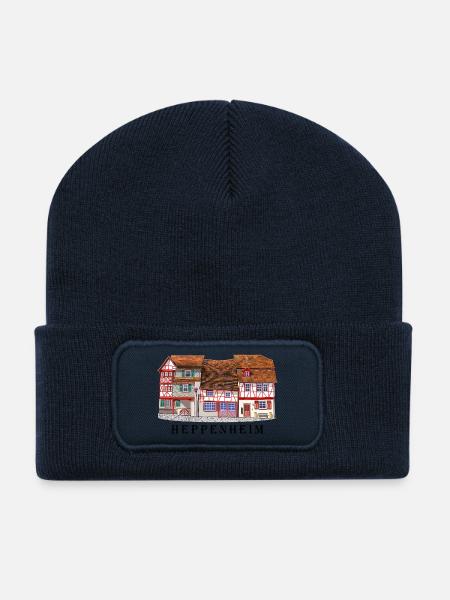 Heppenheim Altstadt., Amtsgasse Fachwerk, Odenwald - Recycelte Patch Beanie - French Navy