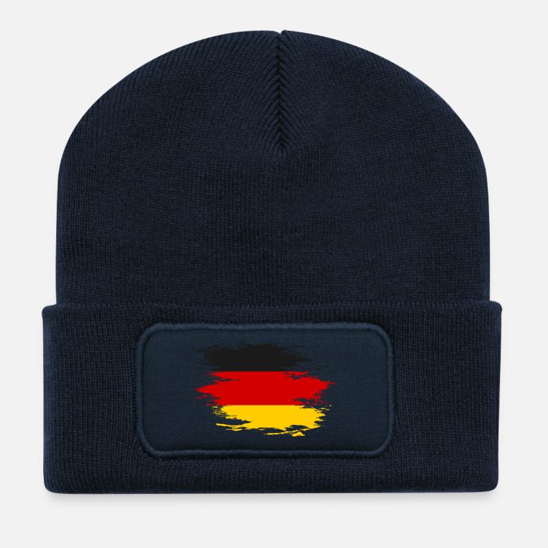 Deutschland Flagge used Design - Recycelte Patch Beanie - French Navy