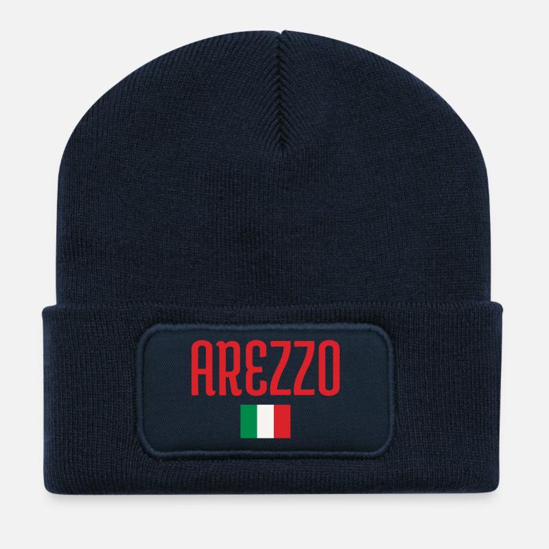 Arezzo Italy Flag Design - Recycled Patch Beanie - french navy