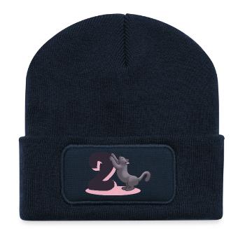 Katze Zahl 2 - Recycelte Patch Beanie - French Navy - Vorne