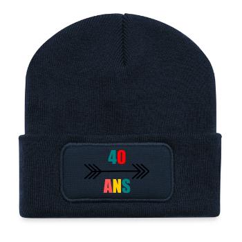 40. 40 ANS. 40e ANNIVERSAIRE. ANNIVERSAIRE 40 ANS. - Beanie recyclé à patch - bleu marine - Devant