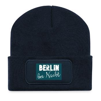Berlin bei Nacht - Recycelte Patch Beanie - French Navy - Vorne
