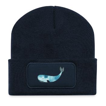Watercolor Whale - Recycelte Patch Beanie - French Navy - Vorne
