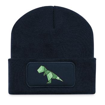 T-Rex Dino Origami Style - Recycelte Patch Beanie - French Navy - Vorne