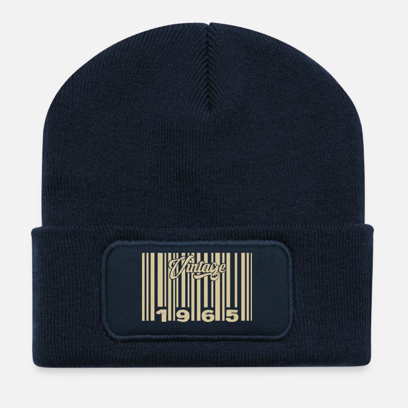 Jahrgang 1965 Barcode 1965: Jahr 2025. - Recycelte Patch Beanie - French Navy