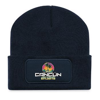 Cancun 2025 Urlaub Palmen - Recycelte Patch Beanie - French Navy - Vorne