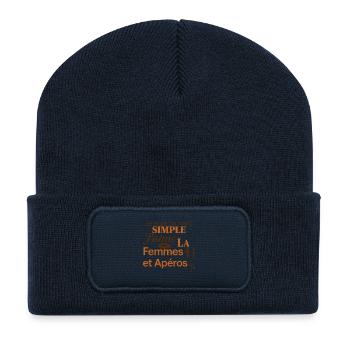Ich bin ein einfacher Kerl: Ich mag Frauen - Recycelte Patch Beanie - French Navy - Vorne