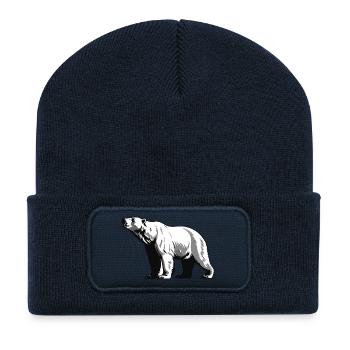 Eisbär - Cute Zoo Sticker - Recycelte Patch Beanie - French Navy - Vorne