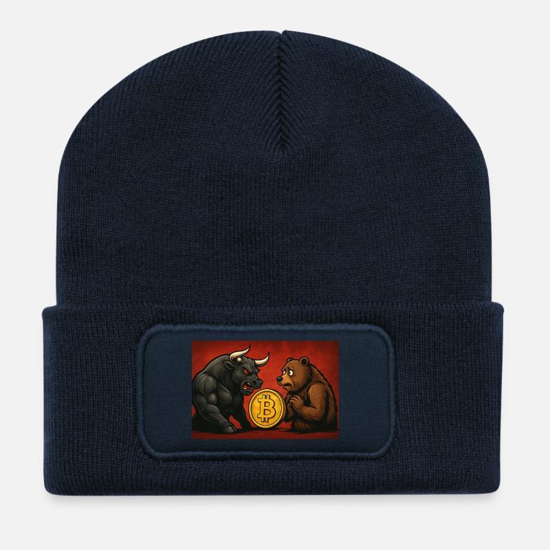 Bitcoin Bull vs. Bear - Recycelte Patch Beanie - French Navy