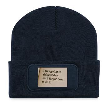 J’allais briller aujourd’hui, mais j’ai oublié comment faire. - Beanie recyclé à patch - bleu marine - Devant