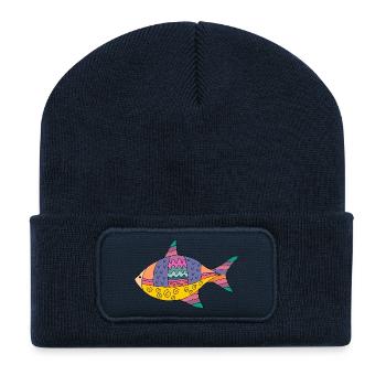 Fisch - Recycelte Patch Beanie - French Navy - Vorne