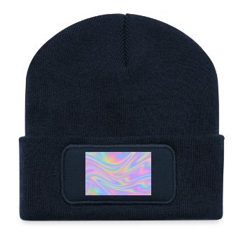 Holografisches Design - Recycelte Patch Beanie - French Navy - Vorne