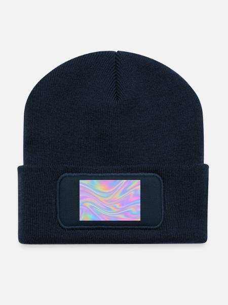 Holographic design - Recycled Patch Beanie - french navy