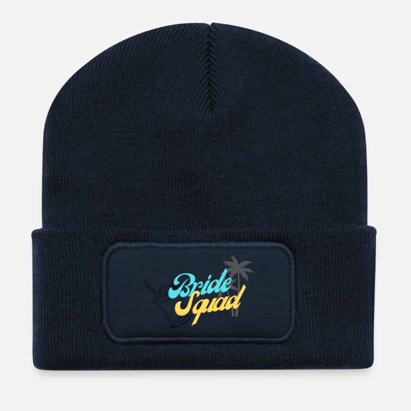 Braut Squad Tropischer Sonnenuntergang Design - Recycelte Patch Beanie - French Navy