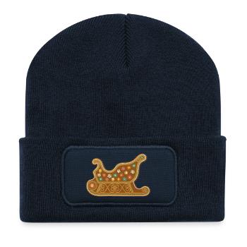 Süßer Lebkuchen Santa Claus Schlitten Weihnachten - Recycelte Patch Beanie - French Navy - Vorne