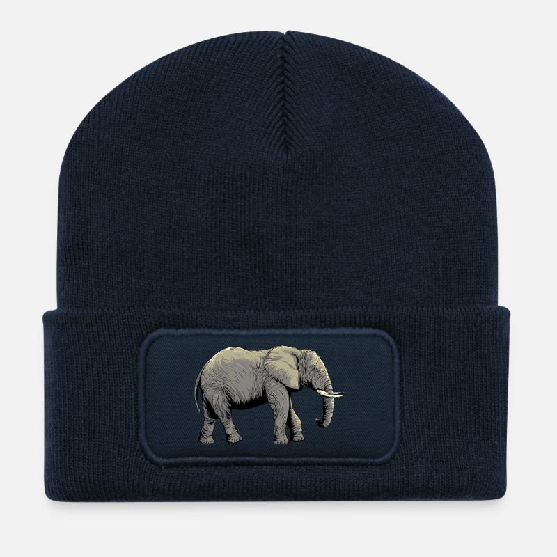 Individueller Elefanten-Design - Recycelte Patch Beanie - French Navy
