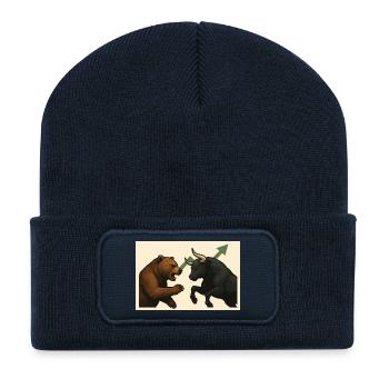Stock market battle bears against bull - Recycled Patch Beanie - french navy - Front