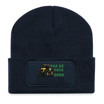 Pas de pays sans paysans  - Beanie recyclé à patch - bleu marine - Devant